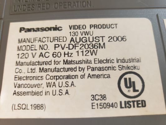 Click to view image in new tab Panasonic PV-DF2036M