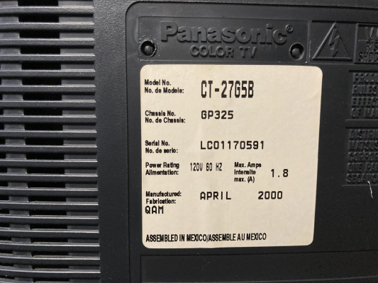 Click to view image in new tab Panasonic CT-27G5B