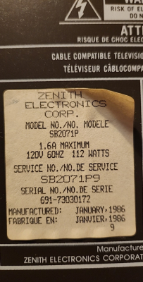 Zenith SB2071P