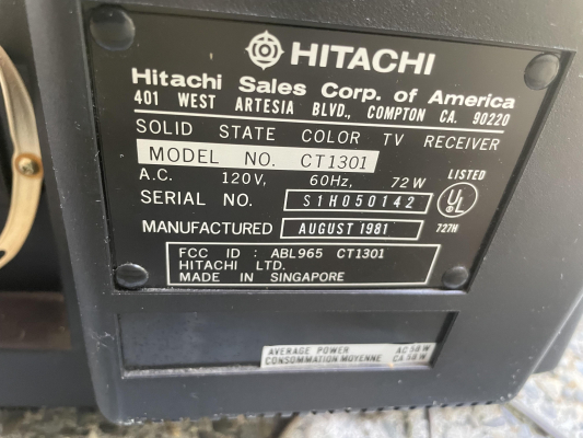 Click to view image in new tab Hitachi CT-1301