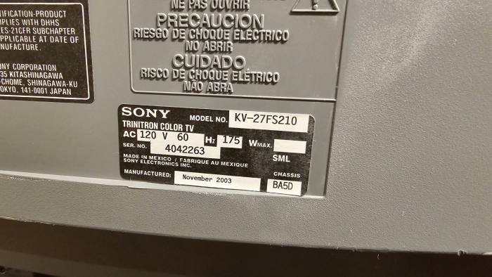 Click to view image in new tab Sony KV-27FS210