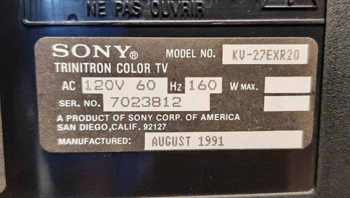 Click to view image in new tab Sony KV-27EXR20