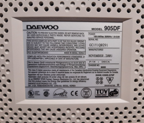 Click to view image in new tab Daewoo 905DF