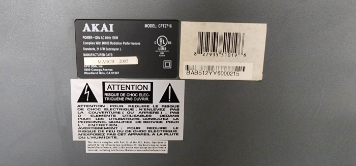 Click to view image in new tab Akai CTF2716