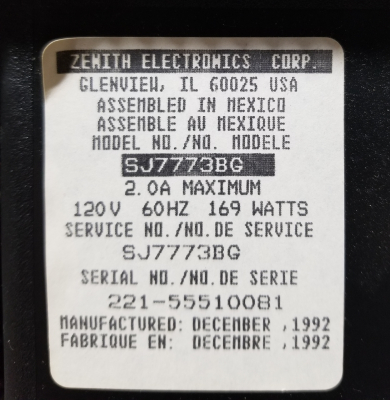 Zenith SJ7773BG