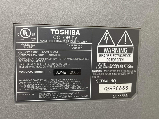 Toshiba 34HF83