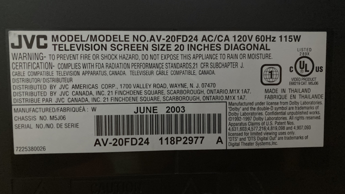 JVC AV-20FD24