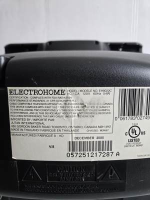 Click to view image in new tab Electrohome EH8022C