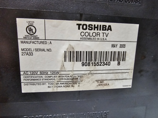 Click to view image in new tab Toshiba 27A33
