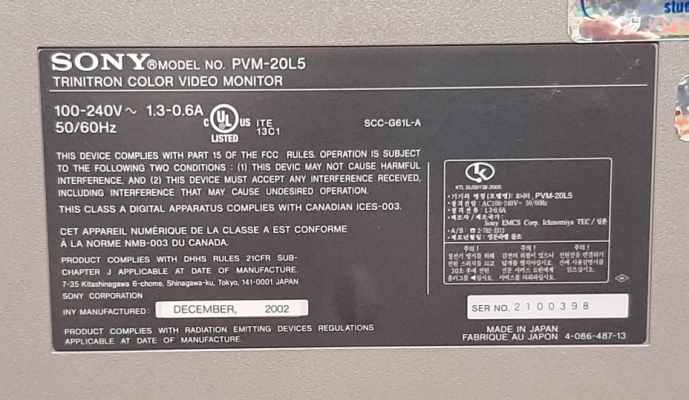 Sony PVM-20L5