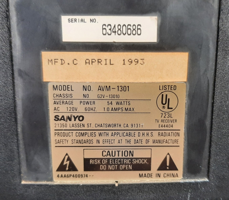 Click to view image in new tab Sanyo AVM-1301