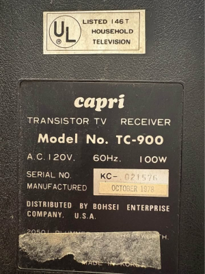 Click to view image in new tab Capri TC-900