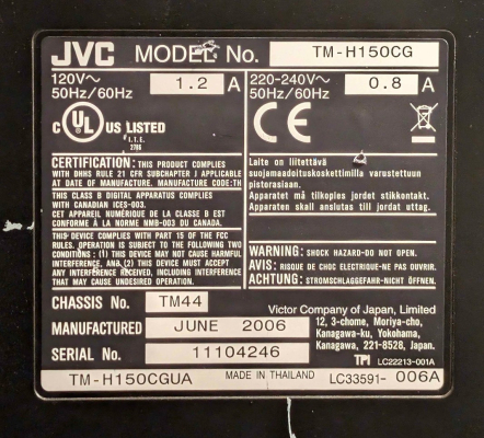 JVC TM-H150CG