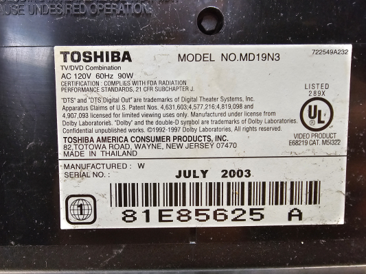 Click to view image in new tab Toshiba MD19N3