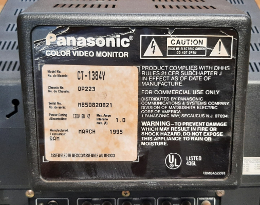 Click to view image in new tab Panasonic CT-1384Y