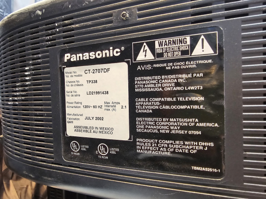 Click to view image in new tab Panasonic CT-2707DF