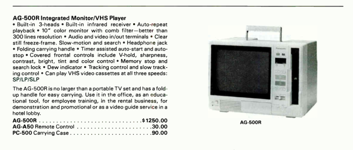 Click to view image in new tab Panasonic AG-500R