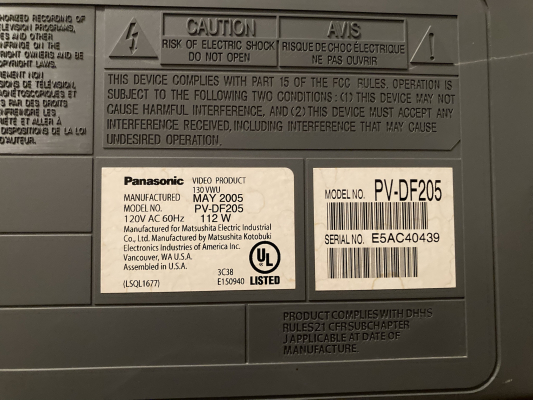 Click to view image in new tab Panasonic PV-DF205