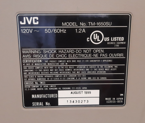 JVC TM-1650SU