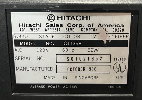 Click to view image in new tab Hitachi CT-1358
