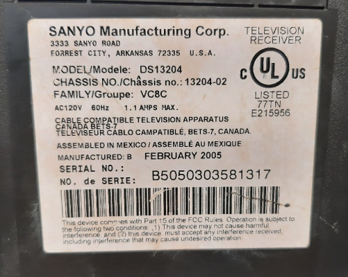 Click to view image in new tab Sanyo DS13204