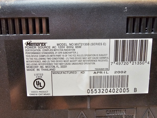 Click to view image in new tab Memorex MVT2135B