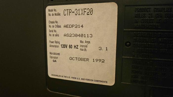Click to view image in new tab Panasonic CTP-31XF20