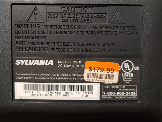Click to view image in new tab Sylvania 6724DG