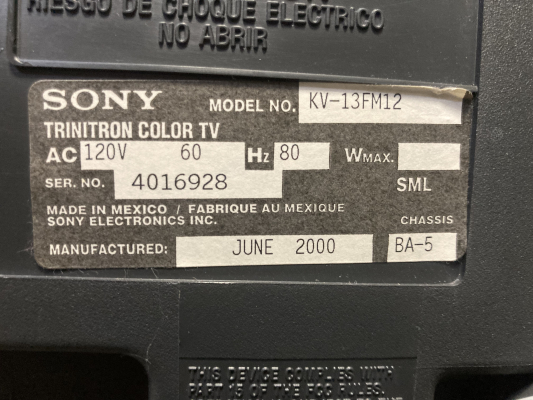 Click to view image in new tab Sony KV-13FM12