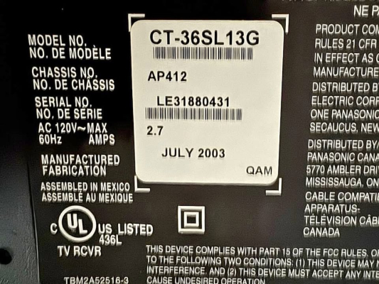 Click to view image in new tab Panasonic CT-36SL13G