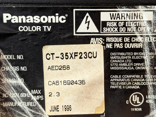 Click to view image in new tab Panasonic CT-35XF23CU