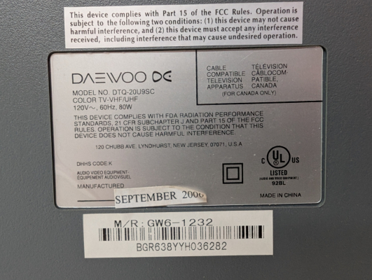 Click to view image in new tab Daewoo DTQ-20U9SC