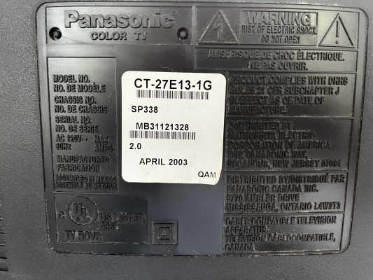 Click to view image in new tab Panasonic CT-27E13-1
