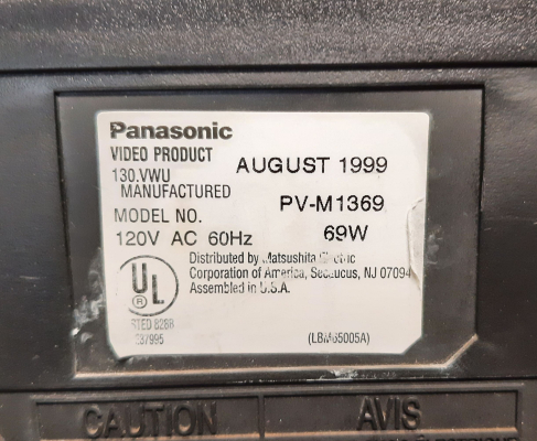 Click to view image in new tab Panasonic PV-M1369