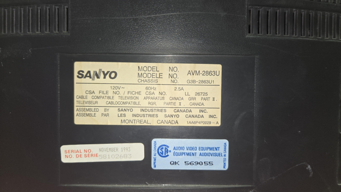 Click to view image in new tab Sanyo AVM-2863U