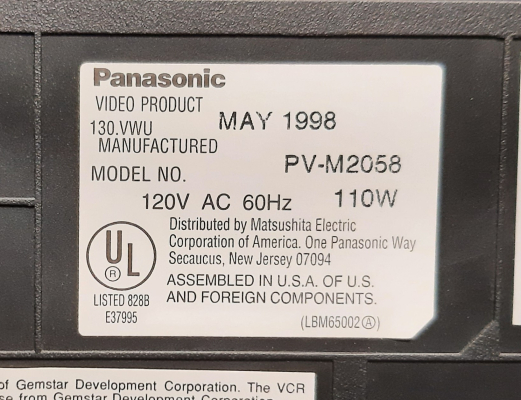 Click to view image in new tab Panasonic PV-M2058