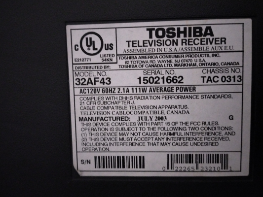 Click to view image in new tab Toshiba 32AF43