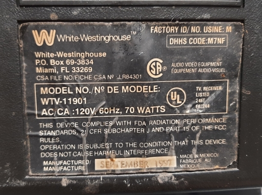 White-Westinghouse WTV-11901