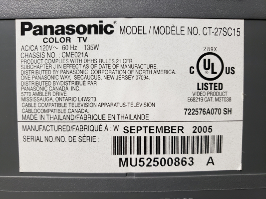 Click to view image in new tab Panasonic CT-27SC15