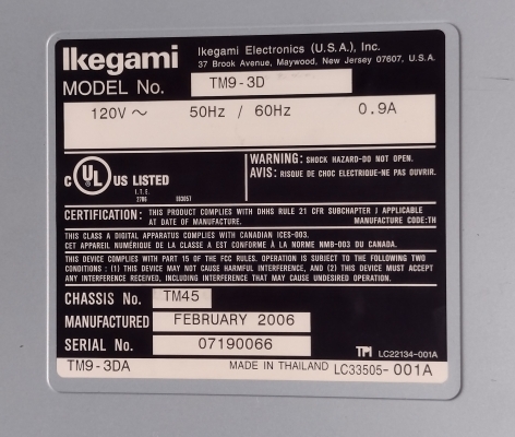 Ikegami TM9-3D