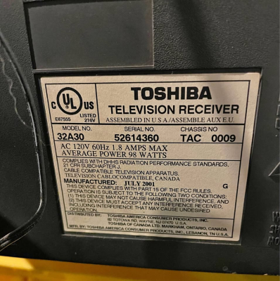 Click to view image in new tab Toshiba 32A30
