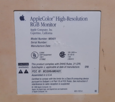 Apple AppleColor High Resolution RGB Monitor (M0401)