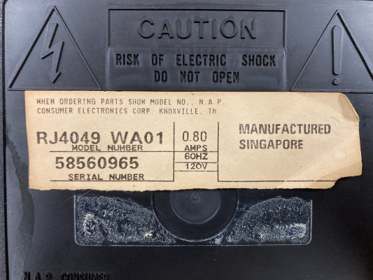 Click to view image in new tab Magnavox RJ4049 WA01