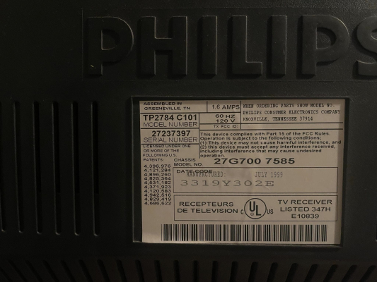 Click to view image in new tab Philips Magnavox TP2784 C101
