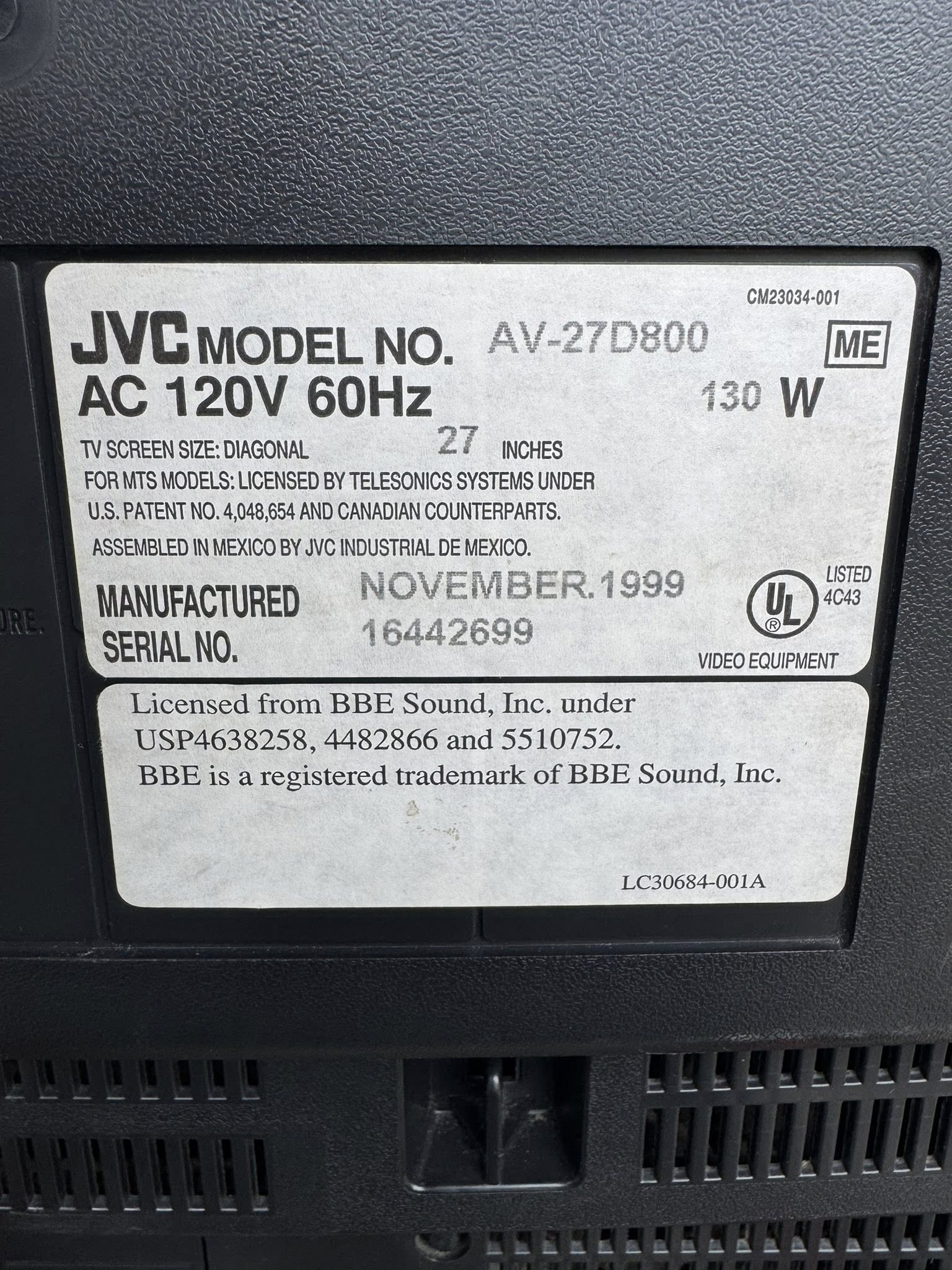 JVC AV-27D800 | CRT Database