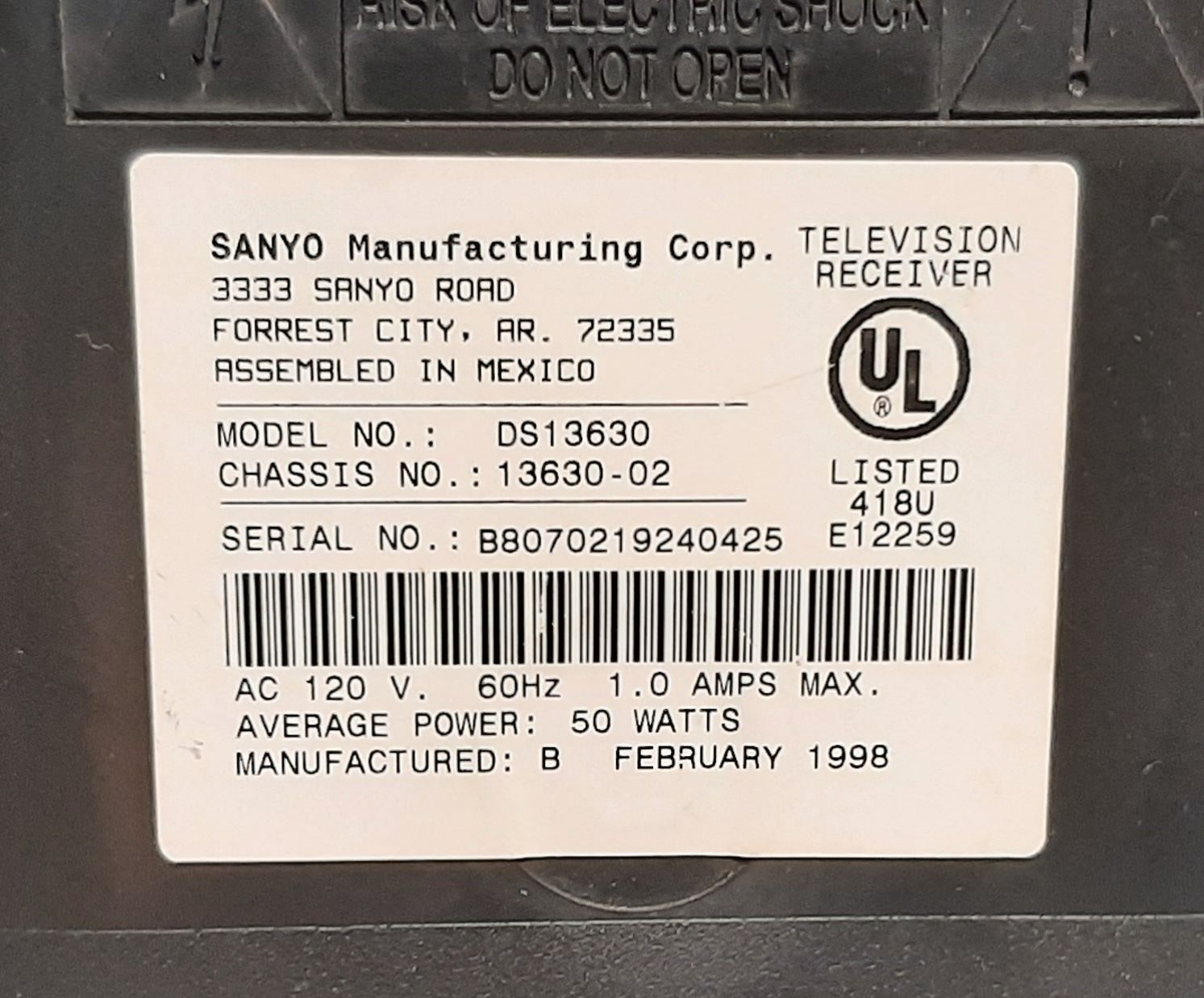 Sanyo DS13630 | CRT Database