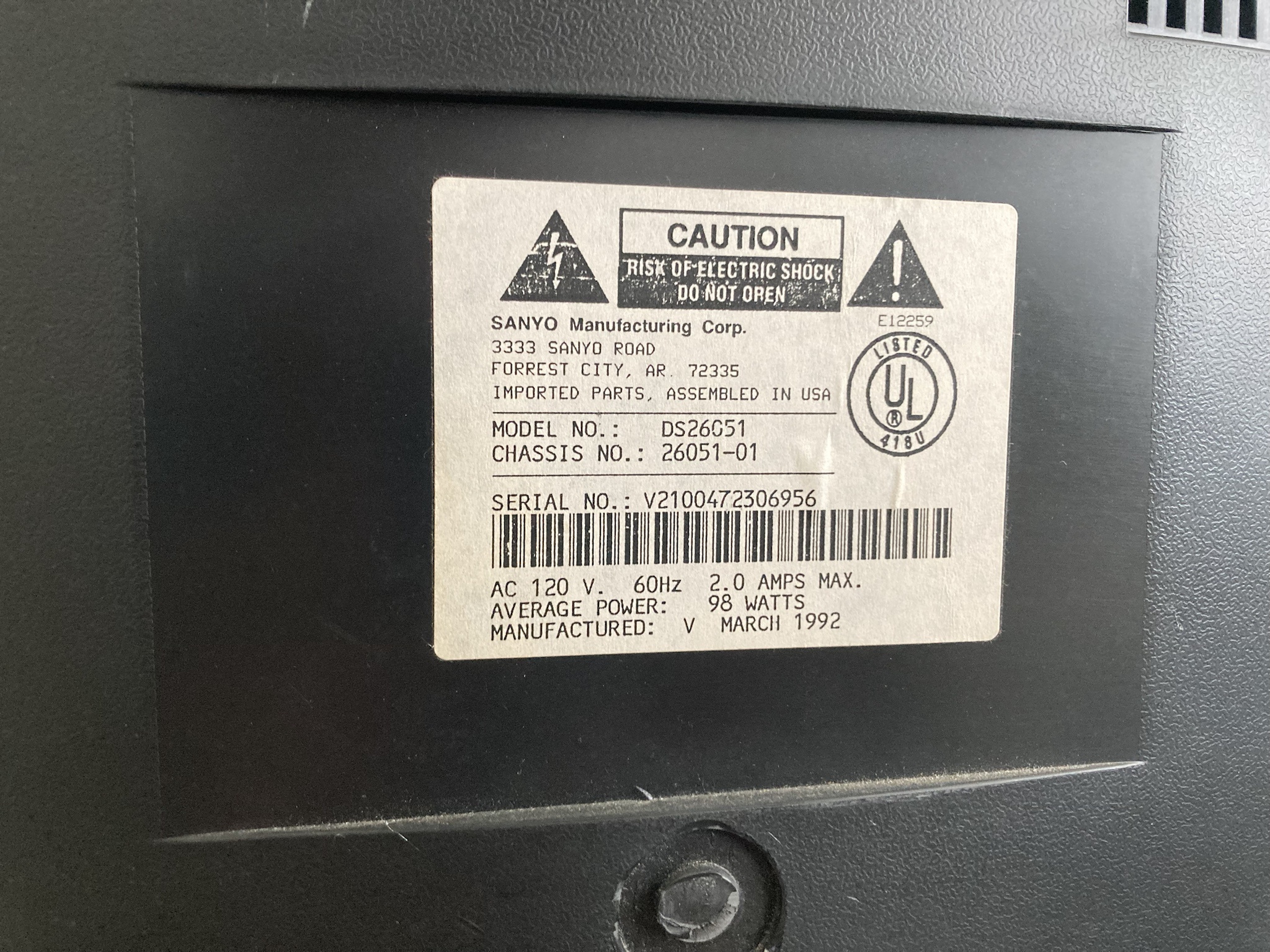 Sanyo DS26051 | CRT Database